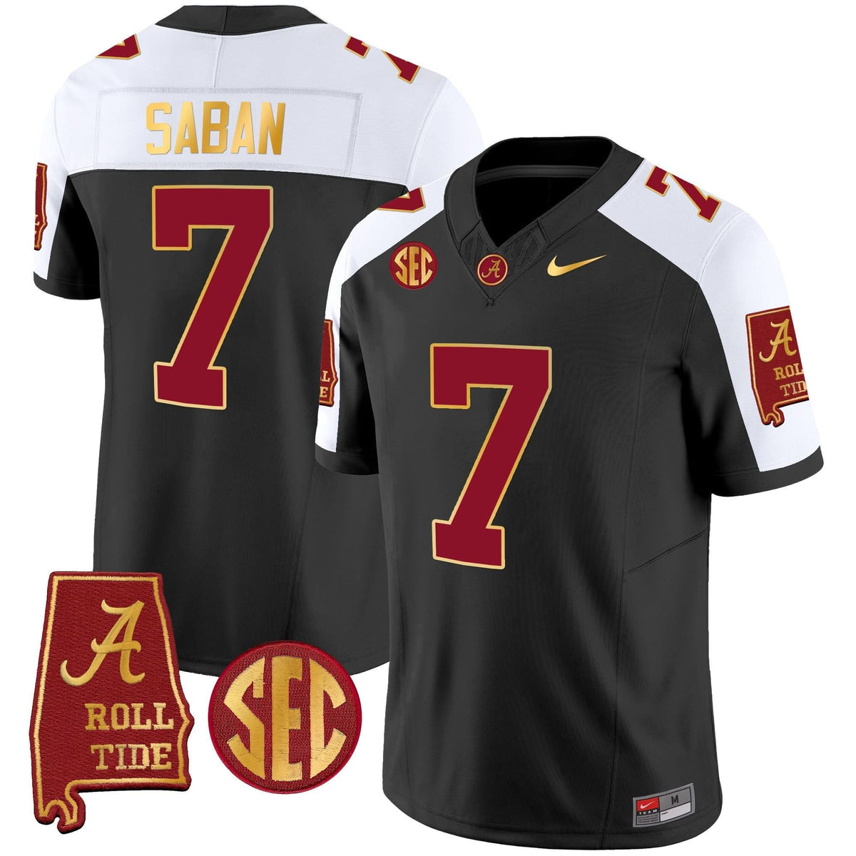 Nick Saban ACT #7 Champions Gold Trim Vapor Jersey