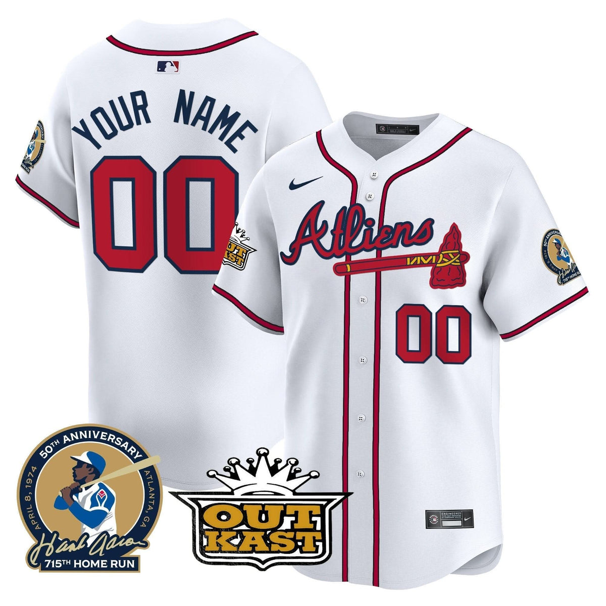 AB Atliens & Hank Aaron Patch Vapor Premier Limited Custom Jersey - Stitched