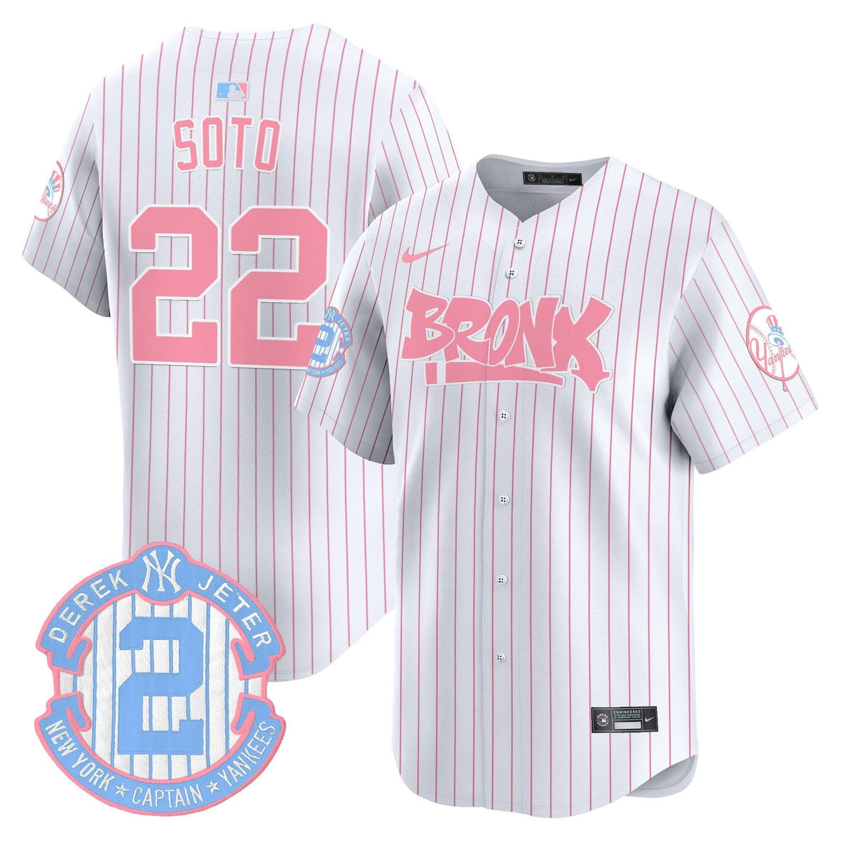 Unisex NYY The Bronx Graffiti Bubblegum Pink Vapor Premier Limited Jersey - Stitched