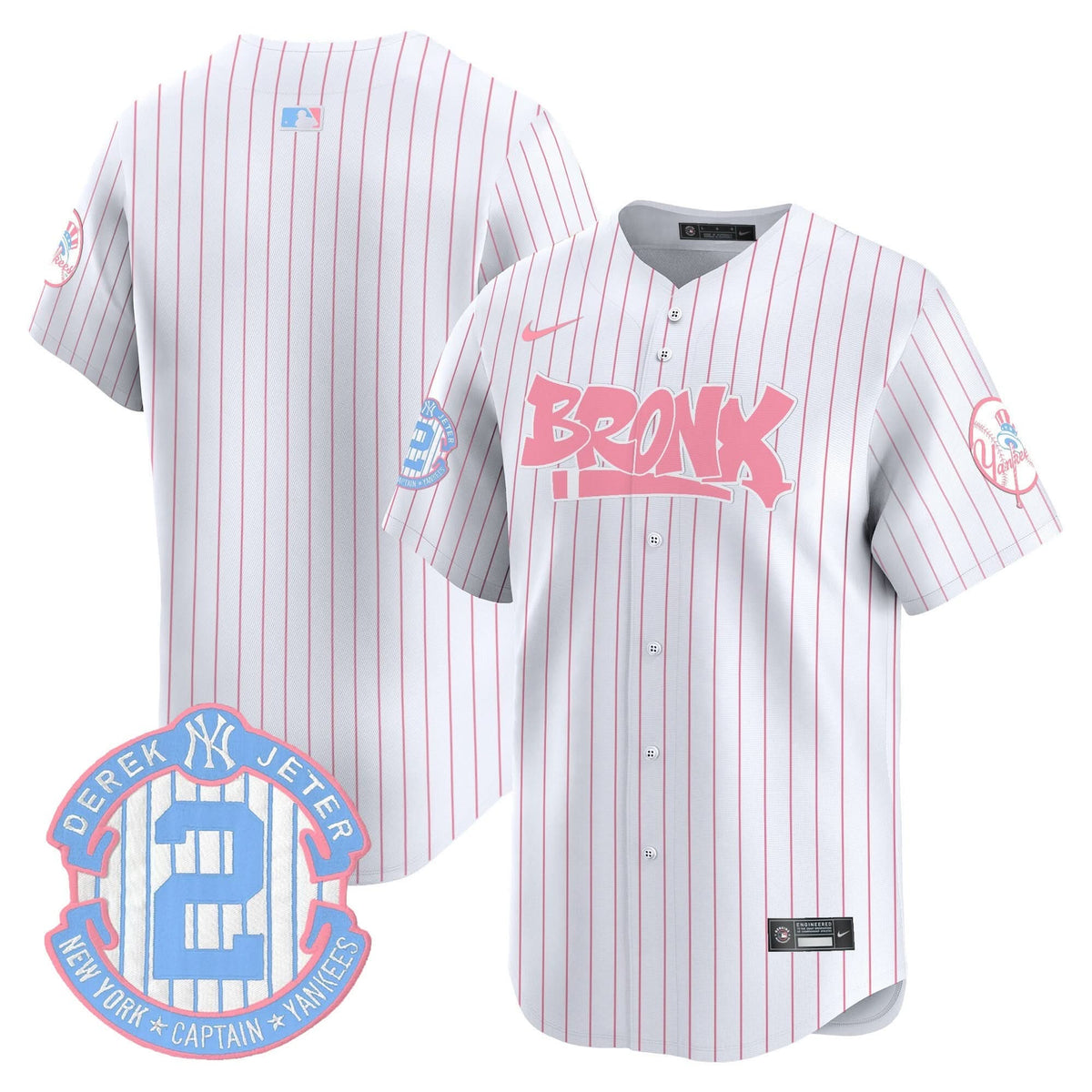 Unisex NYY The Bronx Graffiti Bubblegum Pink Vapor Premier Limited Jersey - Stitched