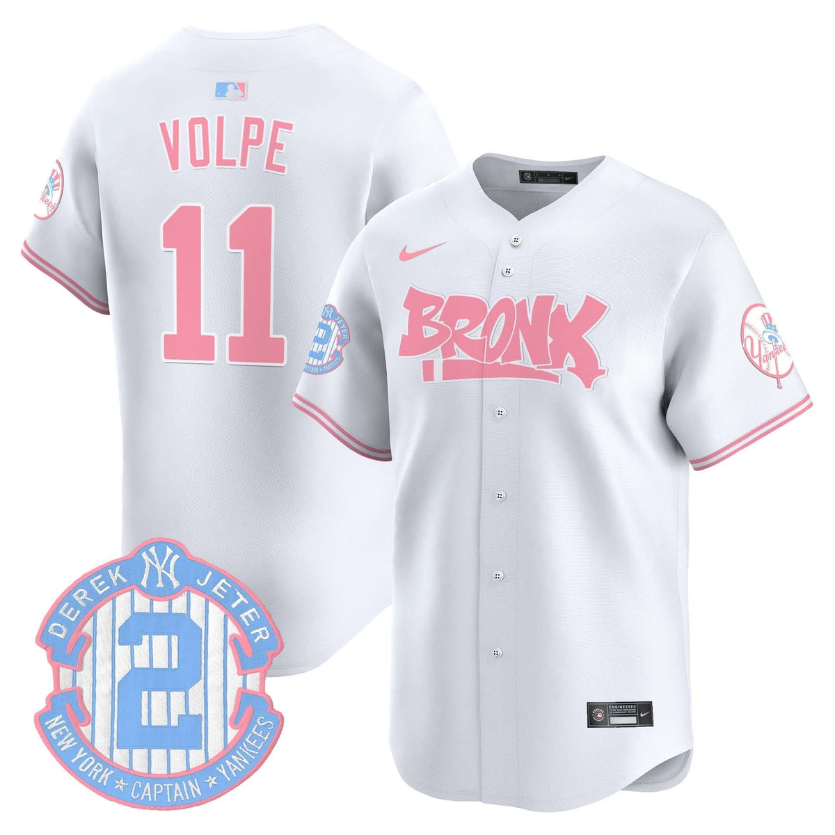 Unisex NYY The Bronx Graffiti Bubblegum Pink Vapor Premier Limited Jersey - Stitched