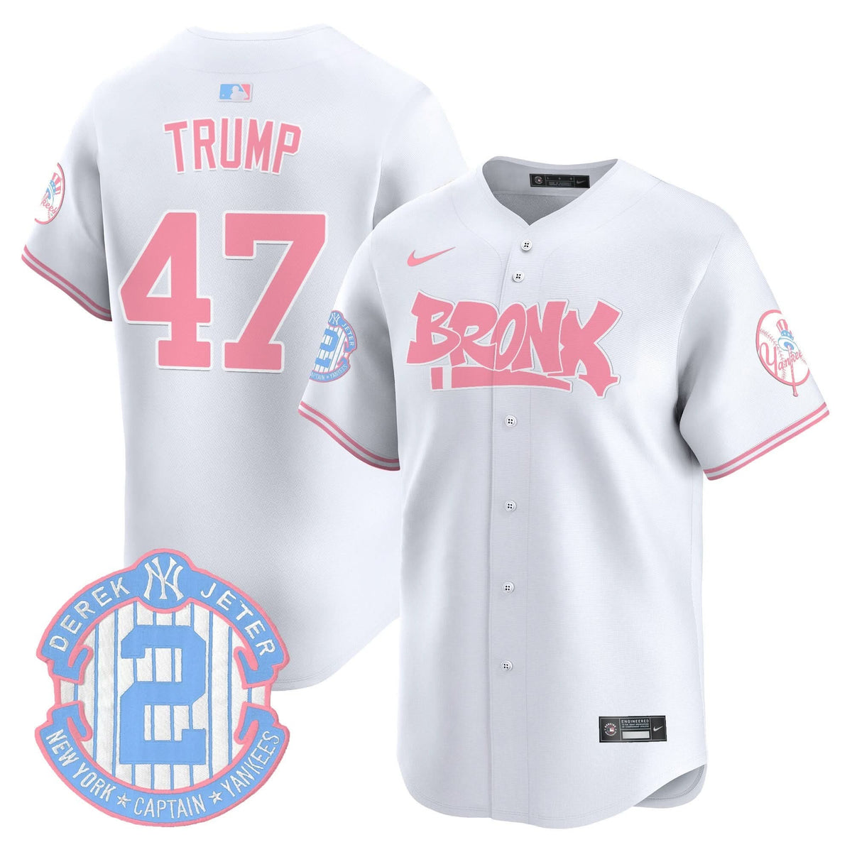 Unisex NYY The Bronx Graffiti Bubblegum Pink Vapor Premier Limited Jersey - Stitched