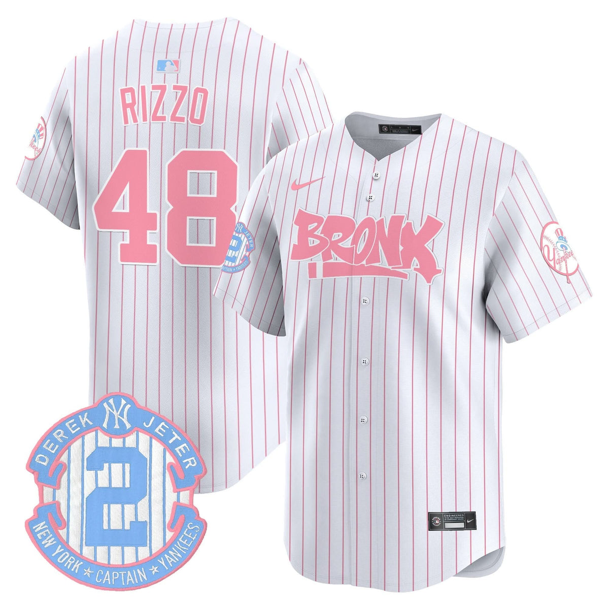 Unisex NYY The Bronx Graffiti Bubblegum Pink Vapor Premier Limited Jersey - Stitched