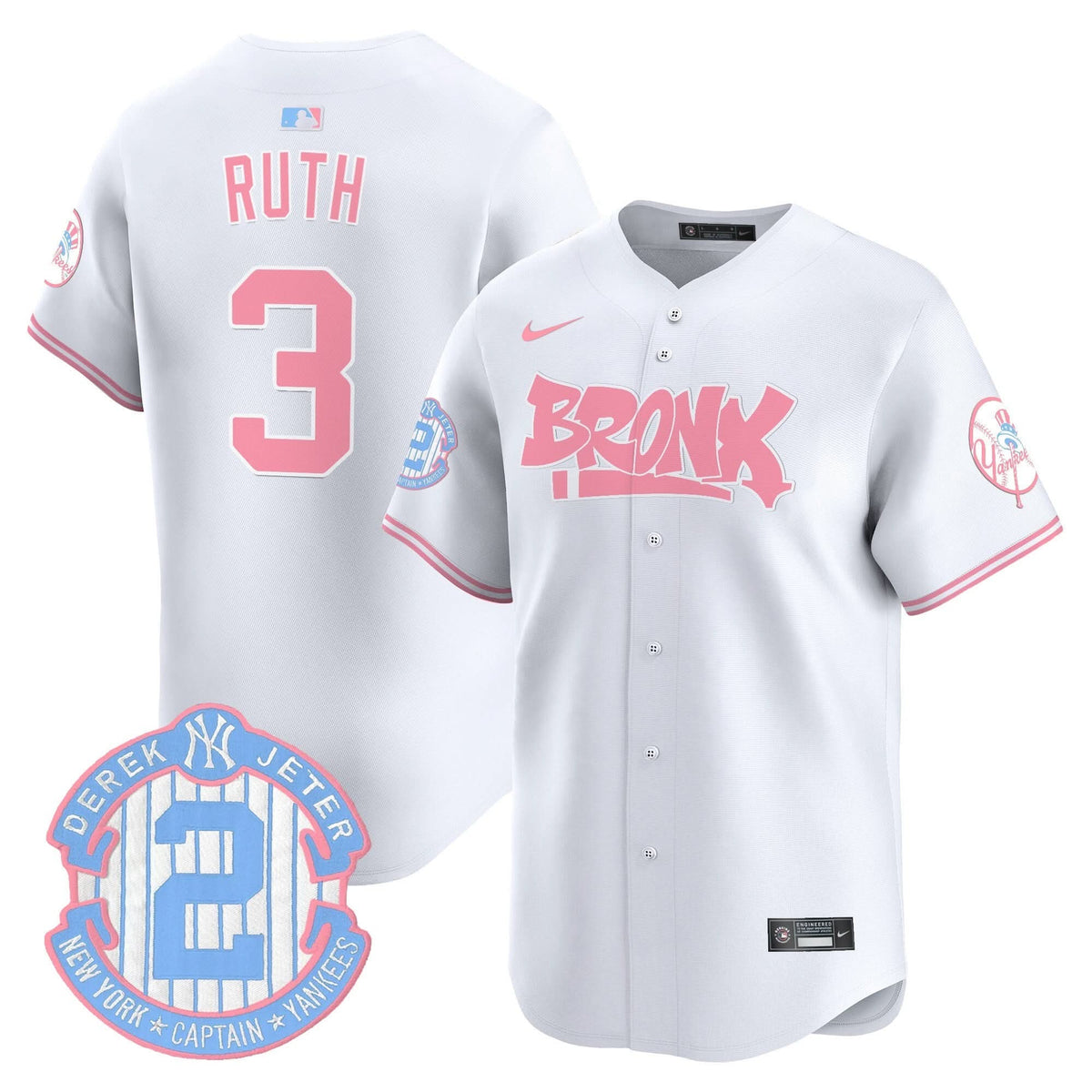 Unisex NYY The Bronx Graffiti Bubblegum Pink Vapor Premier Limited Jersey - Stitched