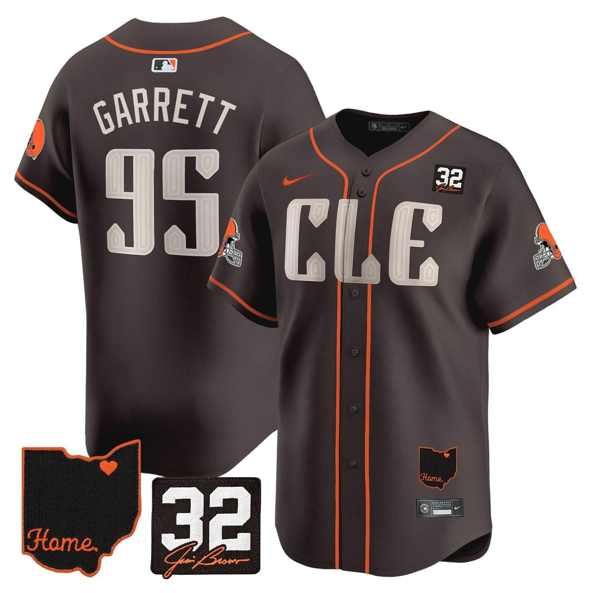 CLE #32 Jim Brown Memorial & Home Patch Vapor Premier Limited Jersey - Stitched