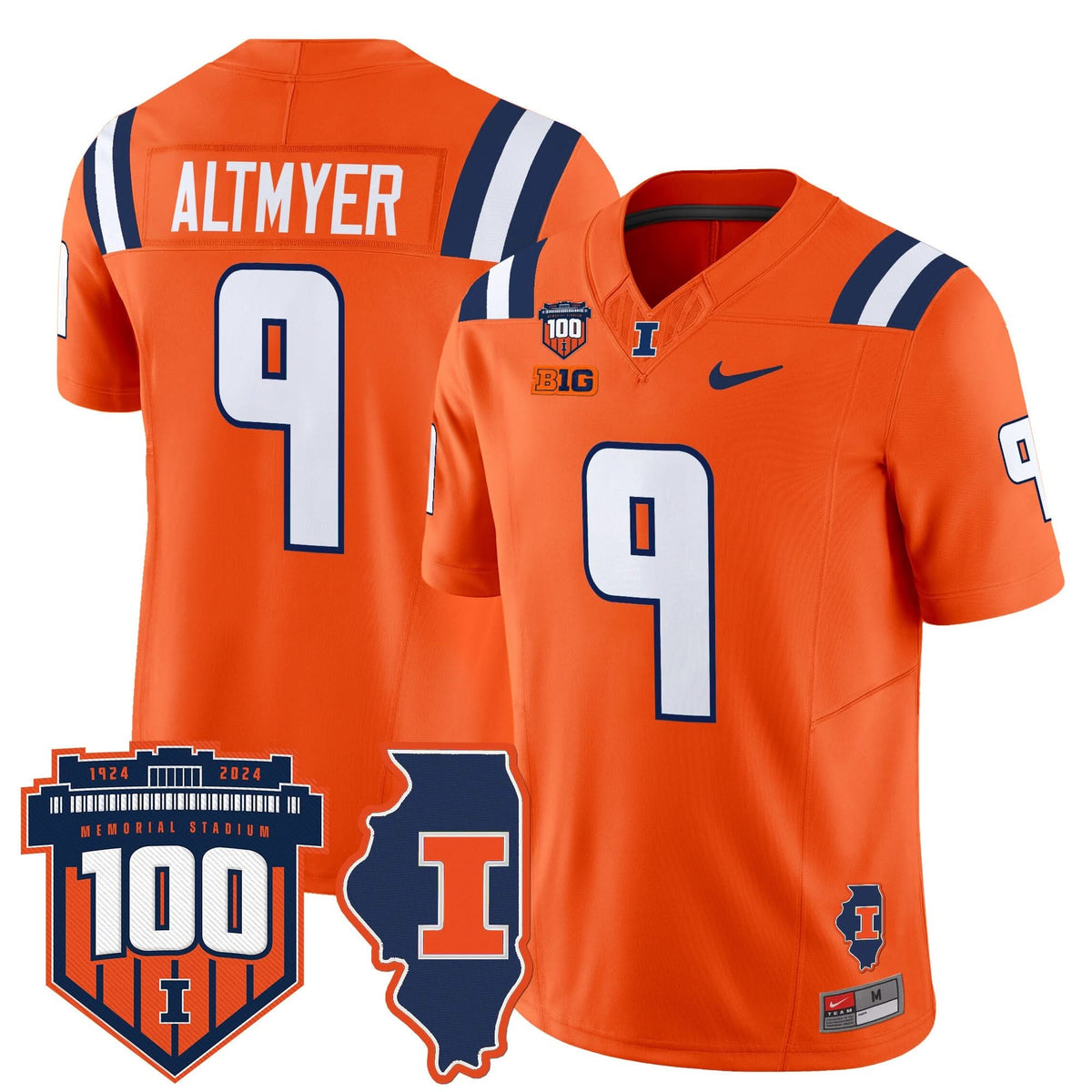 ILL 100th Memorial Stadium Patch Vapor Limited Jersey