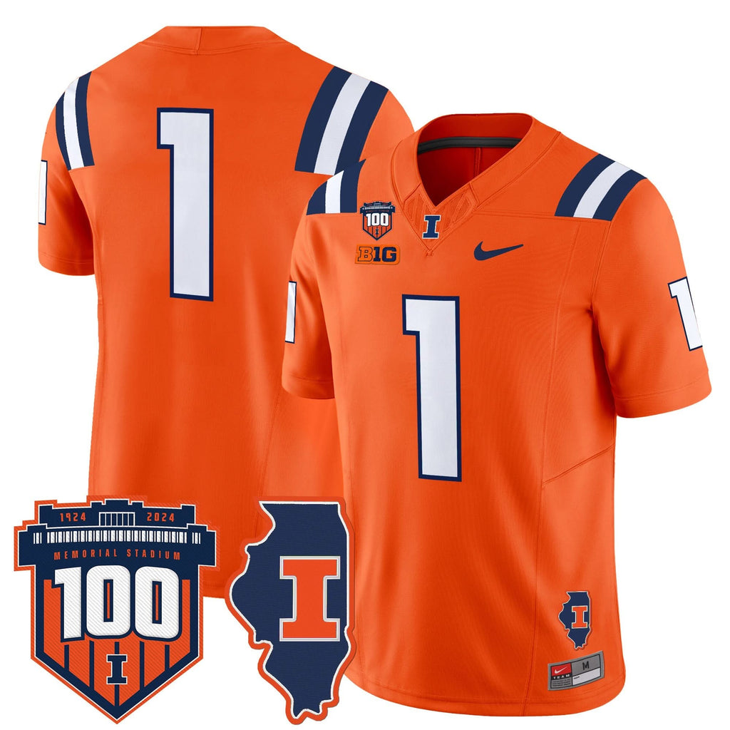 ILL 100th Memorial Stadium Patch Vapor Limited Jersey