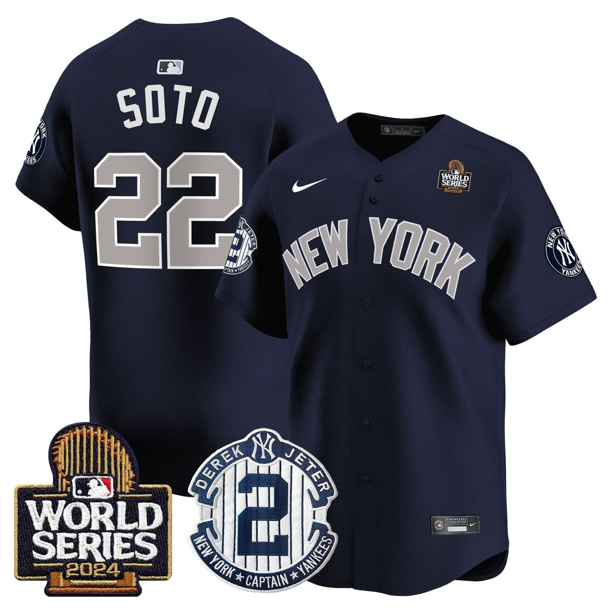 NYY Derek Jeter Patch 2024 World Series Vapor Premier Limited Jersey - Stitched