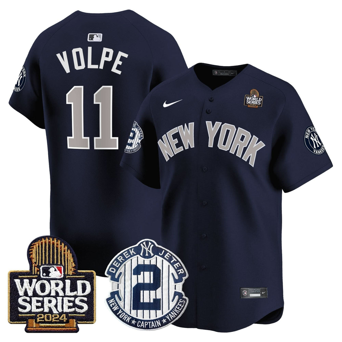 NYY Derek Jeter Patch 2024 World Series Vapor Premier Limited Jersey - Stitched