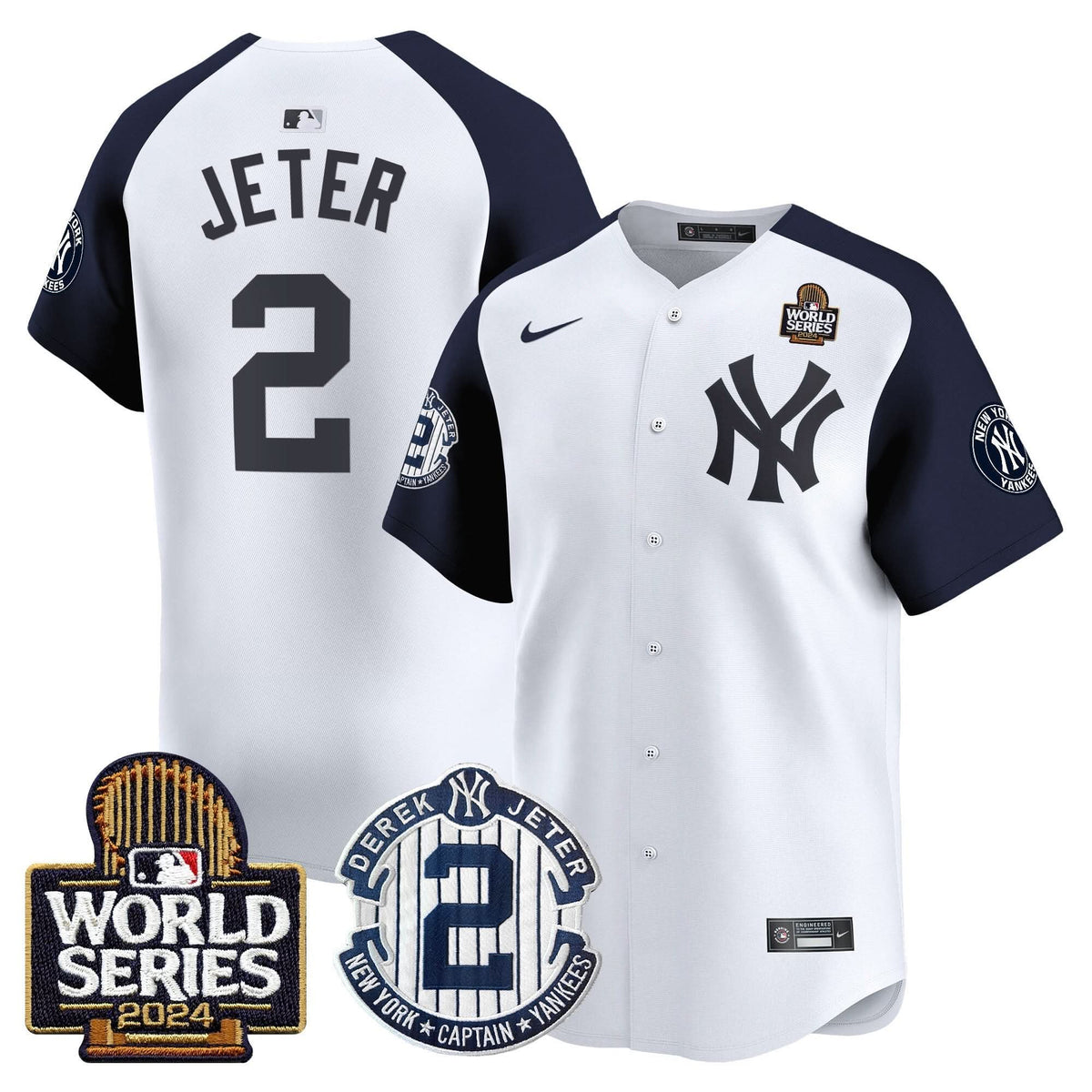 NYY Derek Jeter Patch 2024 World Series Vapor Premier Limited Jersey - Stitched