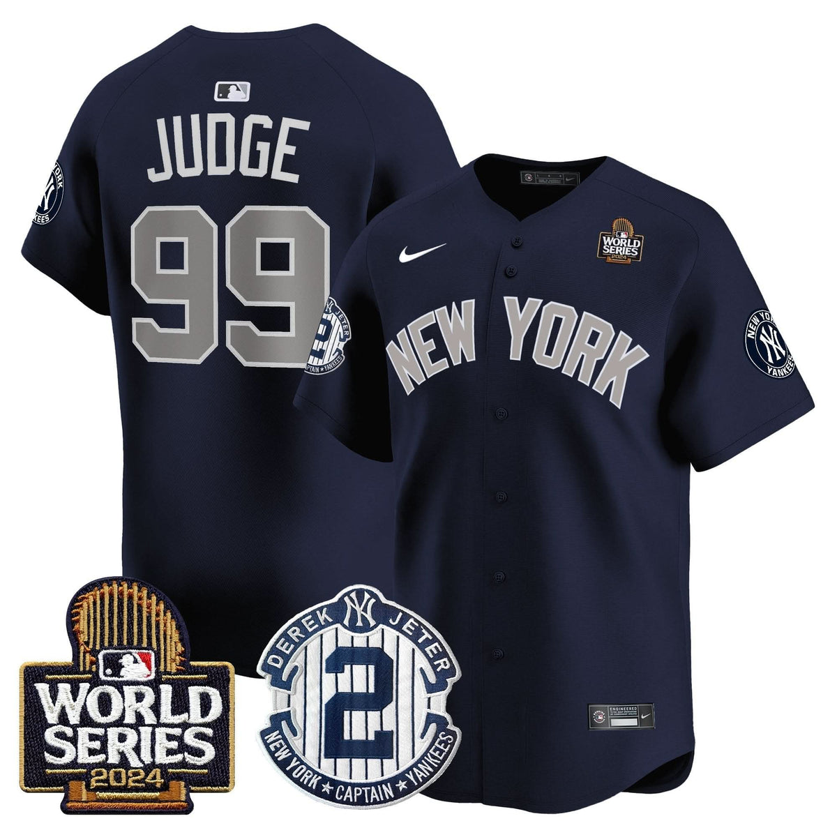 NYY Derek Jeter Patch 2024 World Series Vapor Premier Limited Jersey - Stitched
