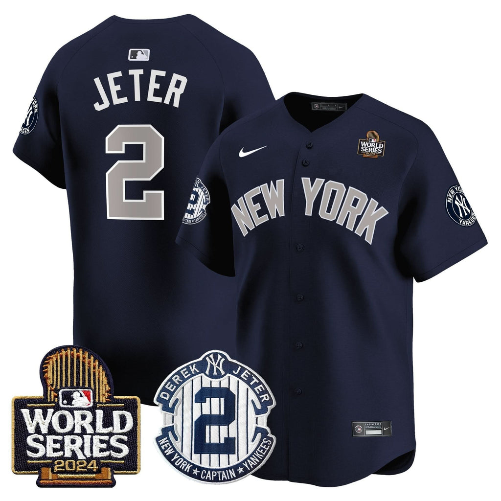 NYY Derek Jeter Patch 2024 World Series Vapor Premier Limited Jersey - Stitched