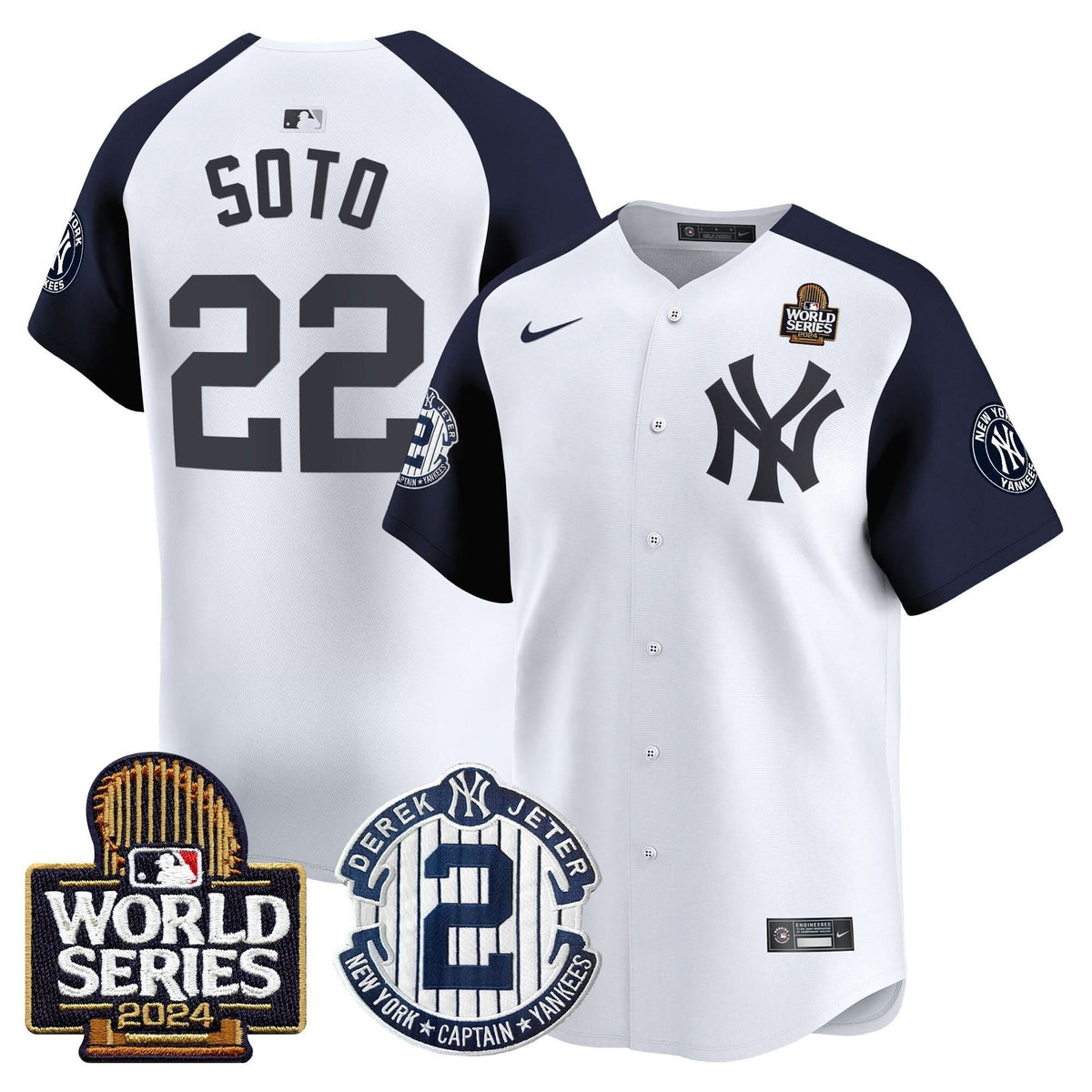 NYY Derek Jeter Patch 2024 World Series Vapor Premier Limited Jersey - Stitched