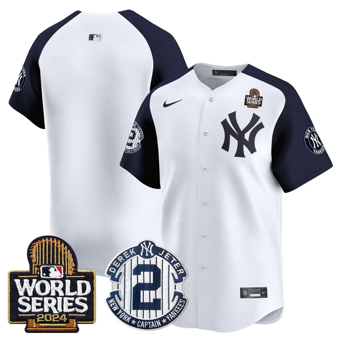 NYY Derek Jeter Patch 2024 World Series Vapor Premier Limited Jersey - Stitched