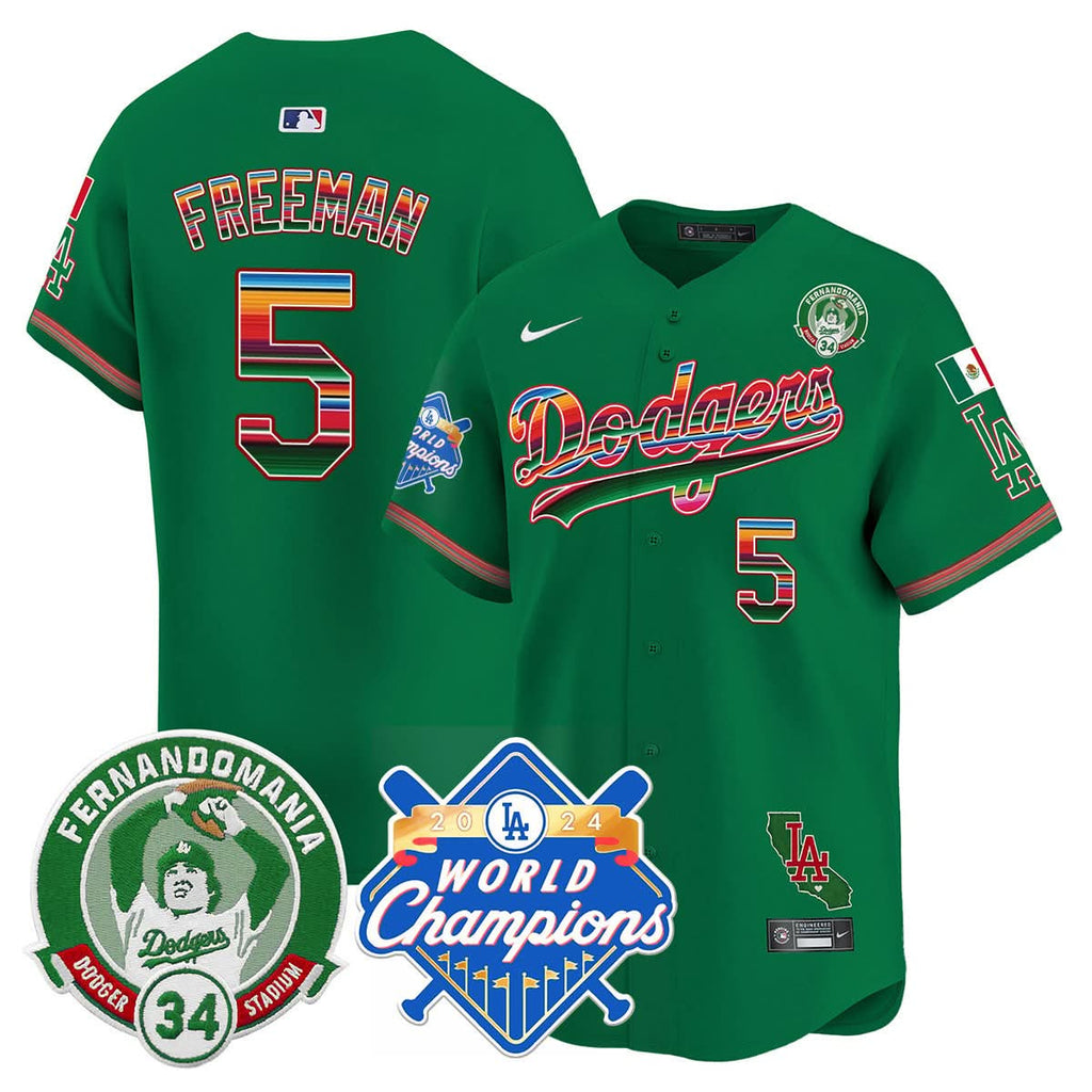 LAD Mexico Fernando Memorial & 2024 World Series Champions Patch Jersey - Stitched