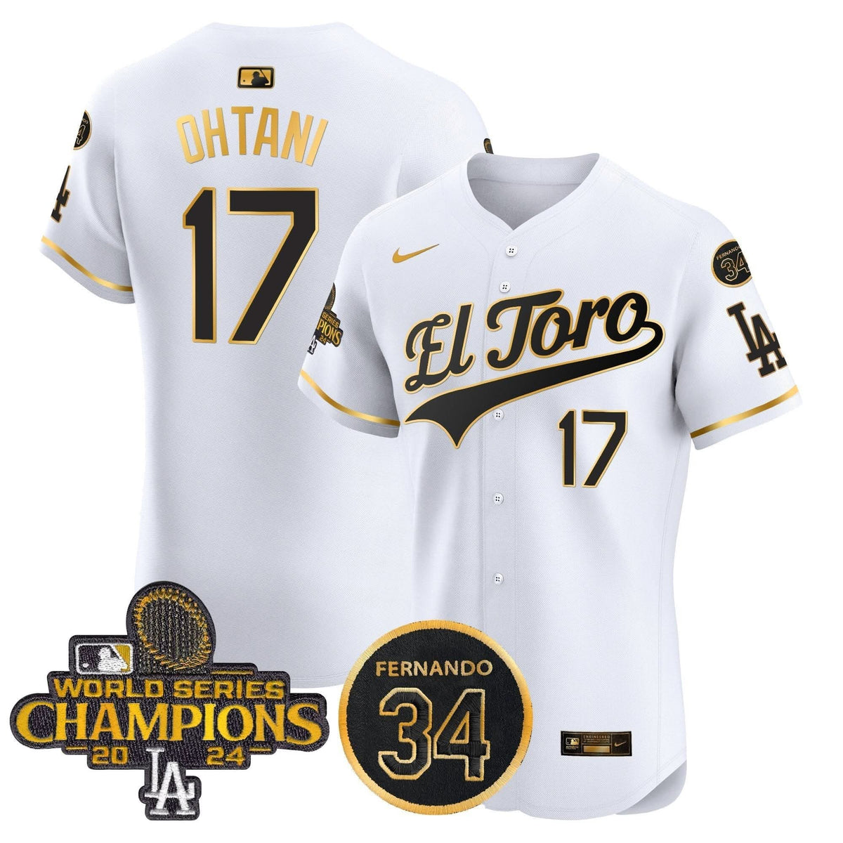 LAD El Toro 2024 World Series Champions Patch Vapor Premier Elite Jersey - Stitched