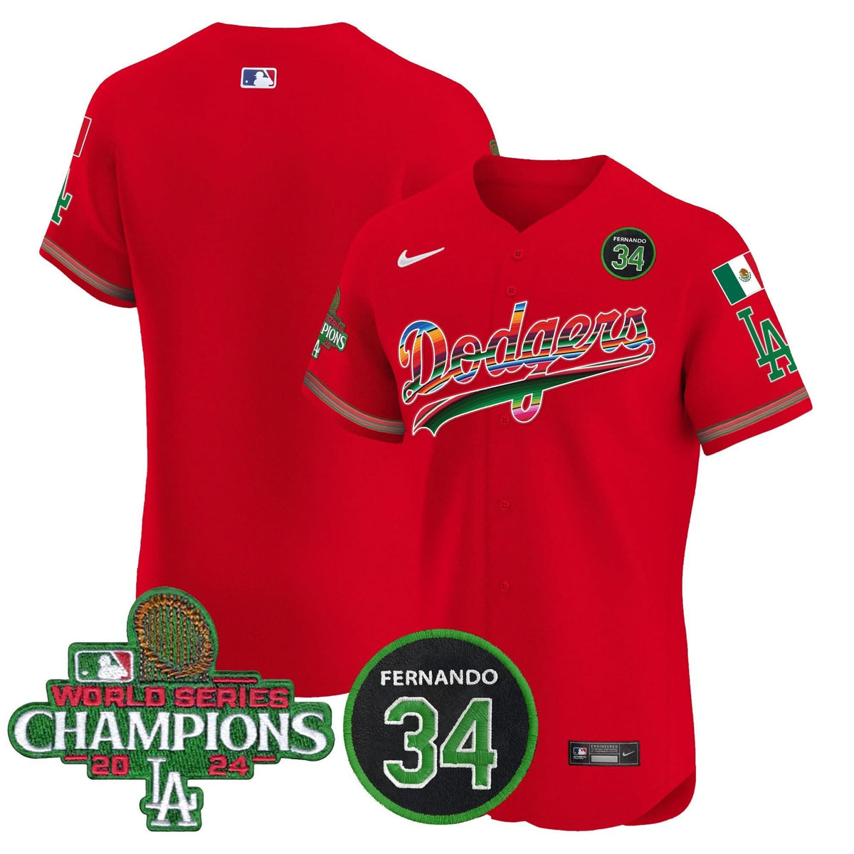 LAD Mexico 2024 World Series Champions Vapor Premier Elite Jersey V2 - Stitched