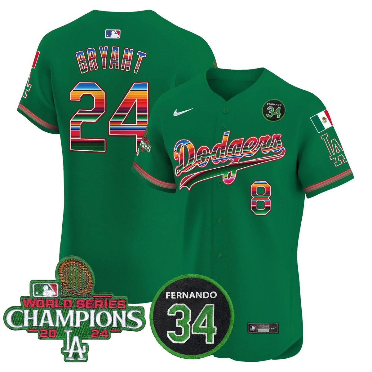 LAD Mexico 2024 World Series Champions Vapor Premier Elite Jersey V2 - Stitched