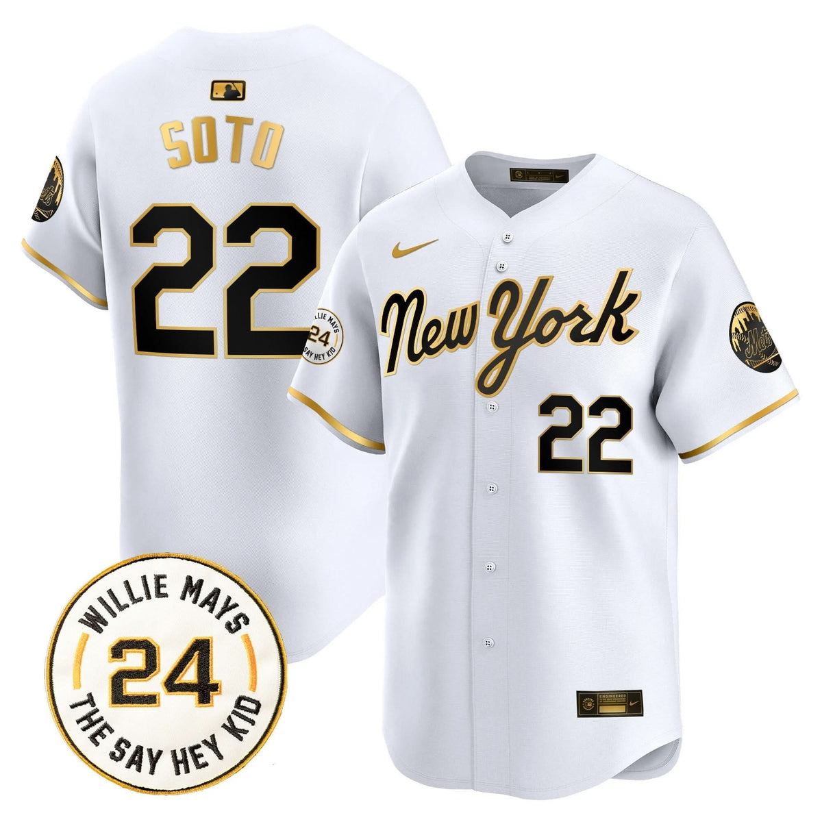 NYM Willie Mays Patch Vapor Premier Limited Jersey - Stitched