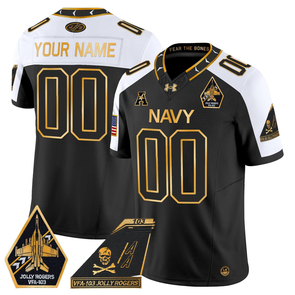 NM 2024 Jolly Rogers Patch Gold Vapor Limited Custom Jersey
