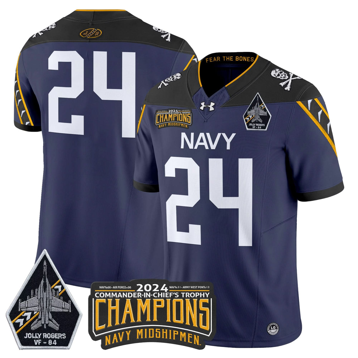 NM 2024 Jolly Rogers VF-84 & Commander-In-Chief's Trophy Champions Patch Vapor Limited Jersey