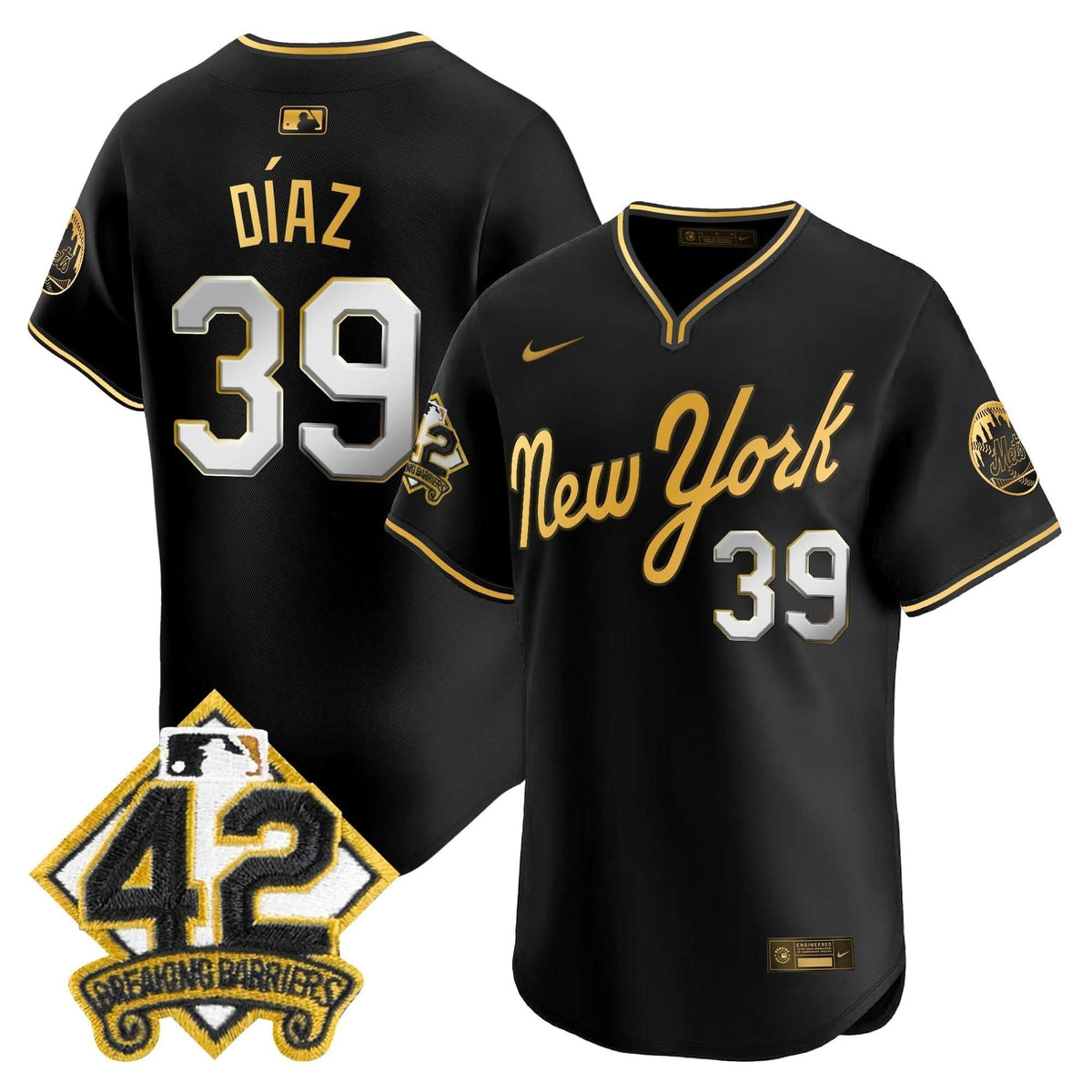 NYM 2025 Jackie Robinson Patch Road Alternate Jersey – Stitched