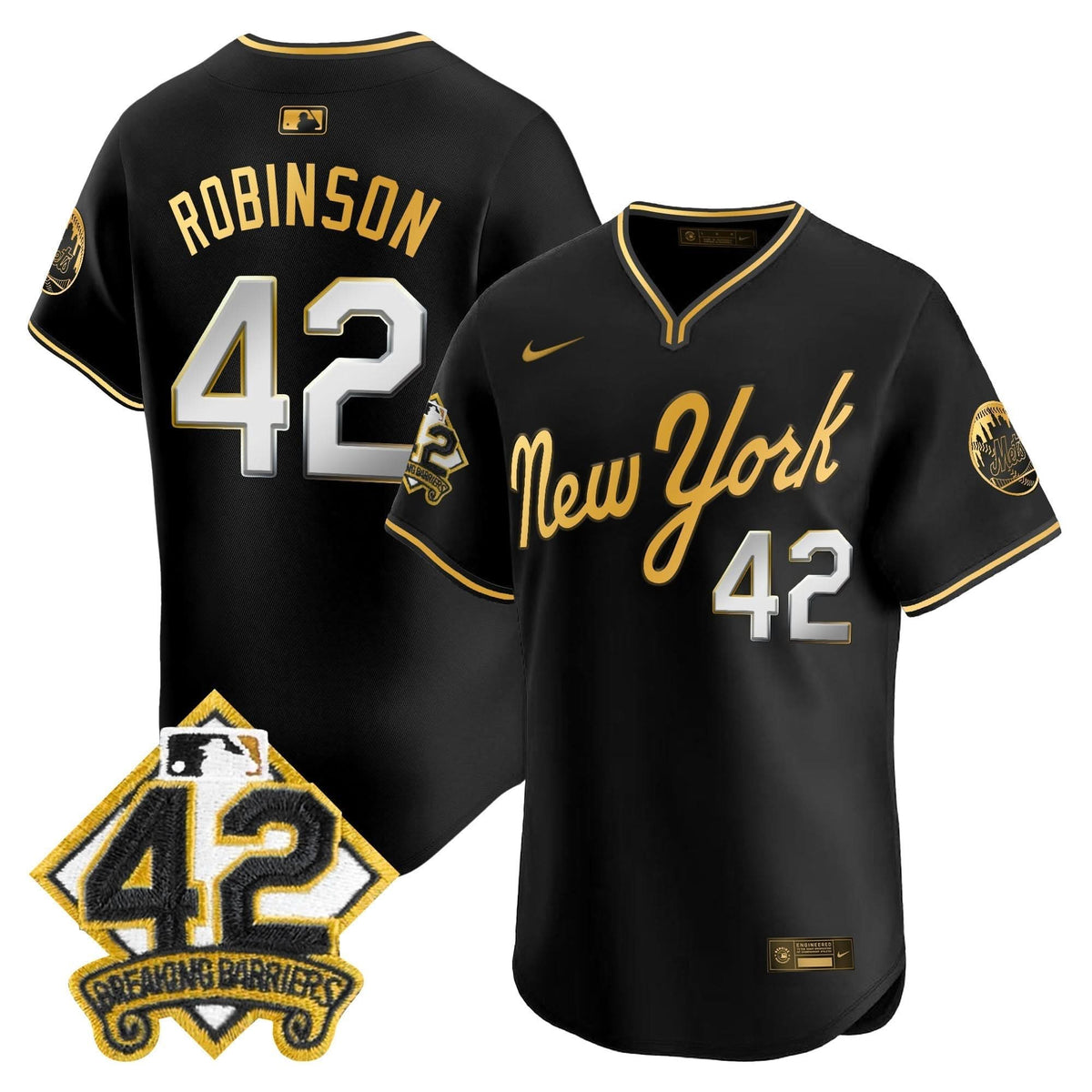 NYM 2025 Jackie Robinson Patch Road Alternate Jersey – Stitched