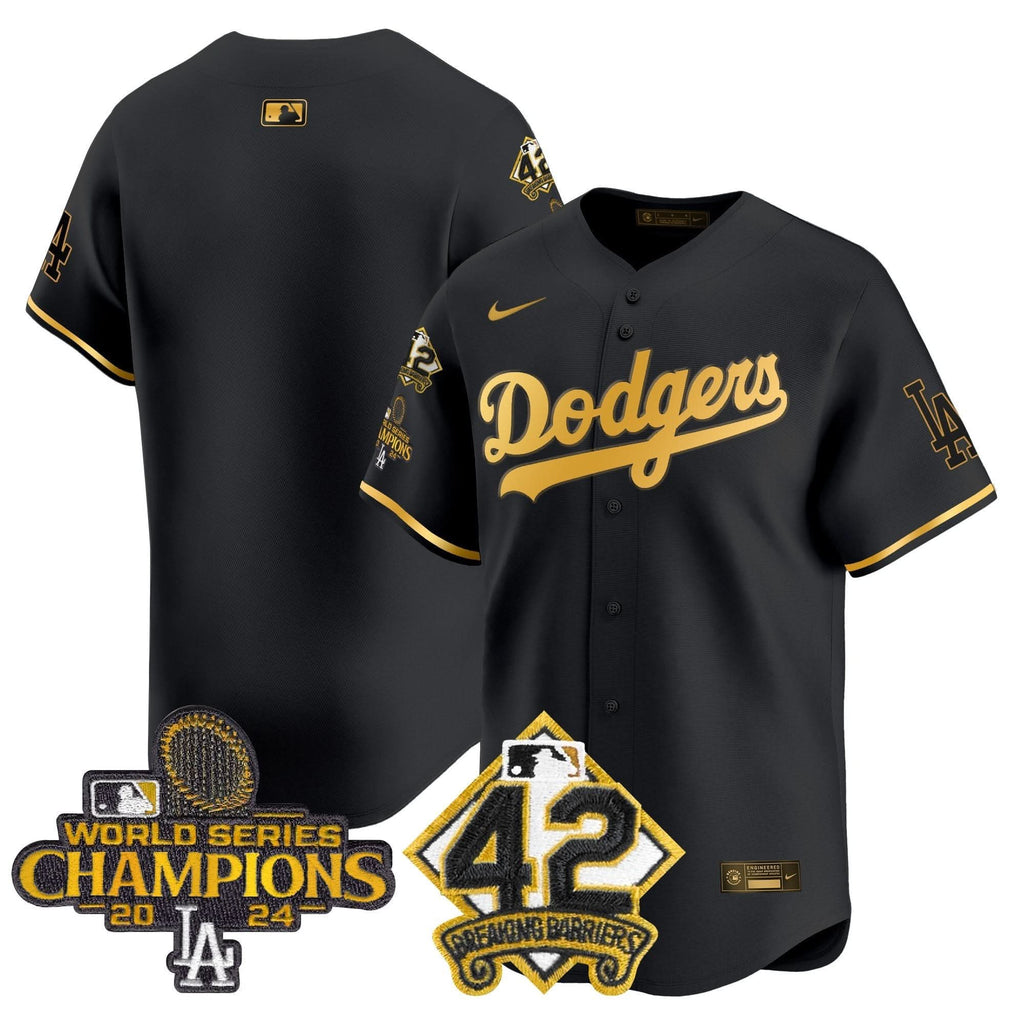 LAD 2024 World Series Champions & Jackie Robinson Patch Vapor Premier Limited Jersey - Stitched