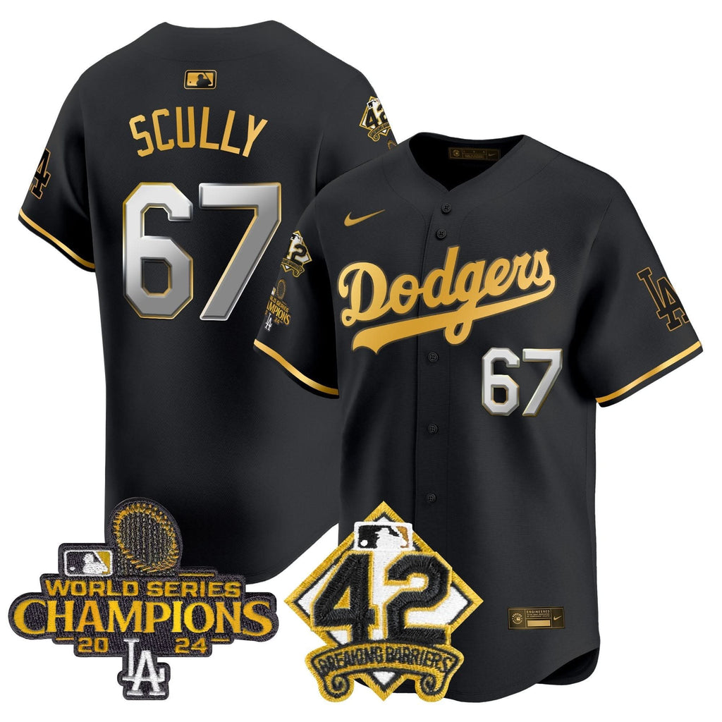 LAD 2024 World Series Champions & Jackie Robinson Patch Vapor Premier Limited Jersey - Stitched