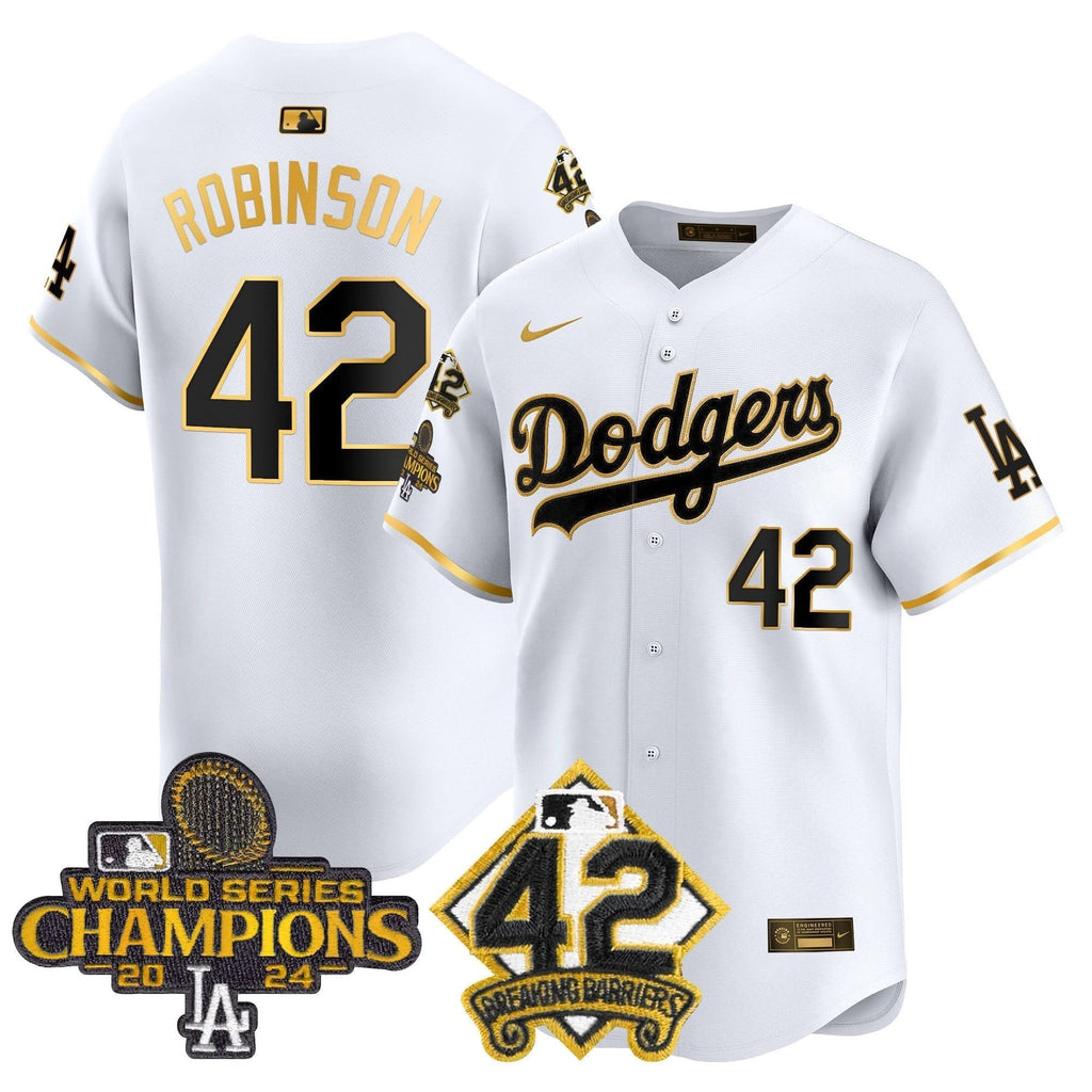 LAD 2024 World Series Champions & Jackie Robinson Patch Vapor Premier Limited Jersey - Stitched