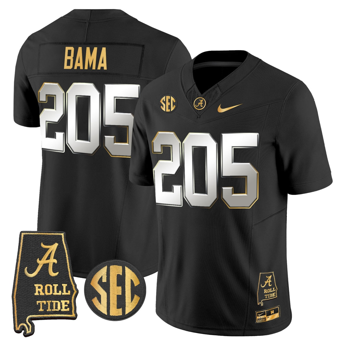 BAMA 2025 Gold Vapor Limited Jersey - Alabama Map