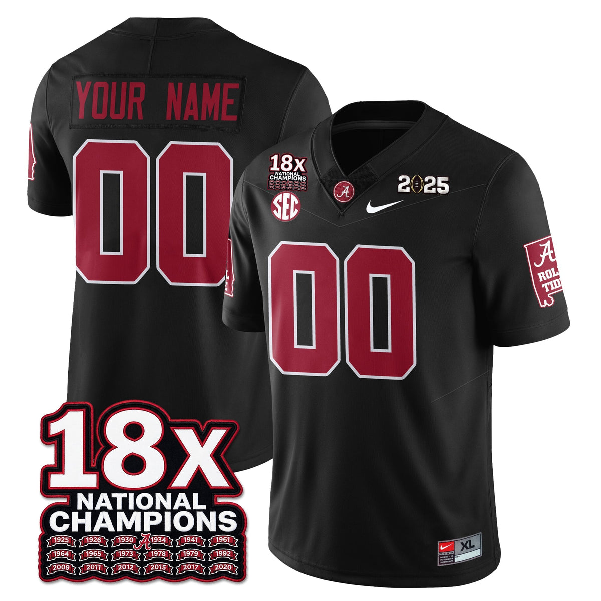 Custom BAMA 18x-Time National Champions Vapor Limited Football Jersey
