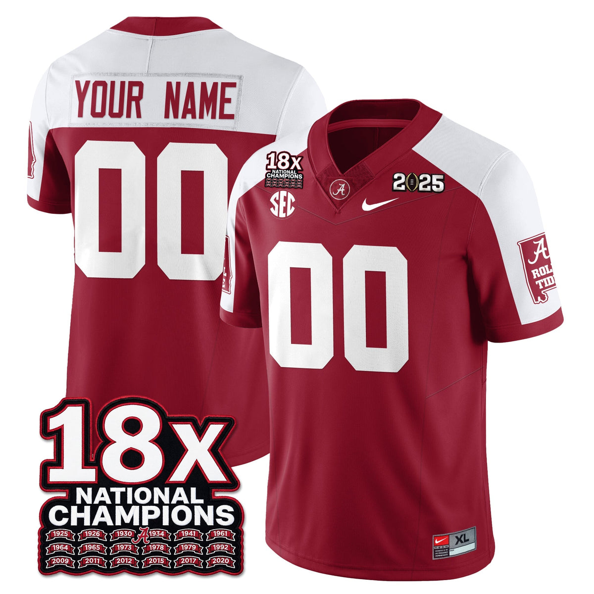 Custom BAMA 18x-Time National Champions Vapor Limited Football Jersey