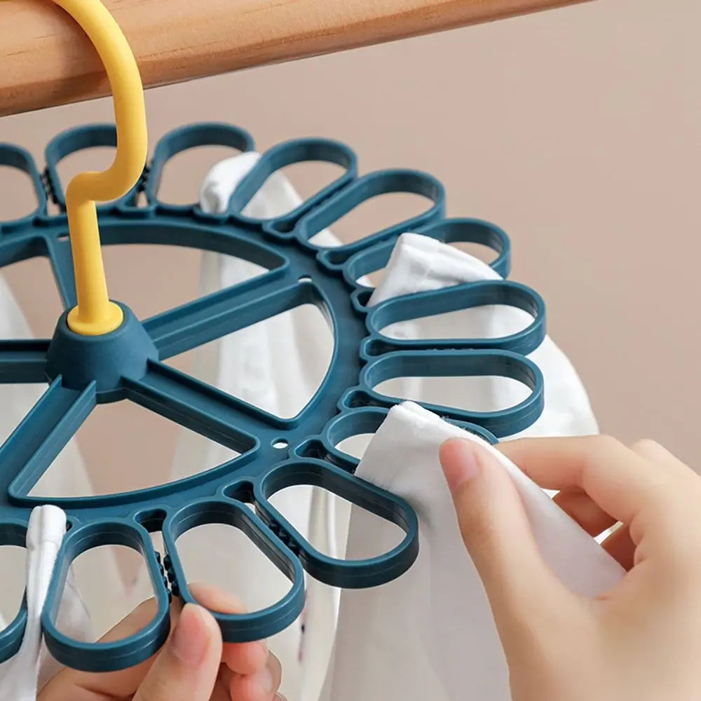 Round Drying Rack Large Capacity 20 Clips Multifunction Hanger Shelf for Bedroom Closet Socks Bra Storage Space Saving Organizer
