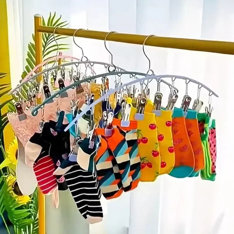 Versatile Multi-clip Hangers Sock Rack Yoga Pants Underwear Hats Ties Metal Hangers Space Saving Clothing Storage