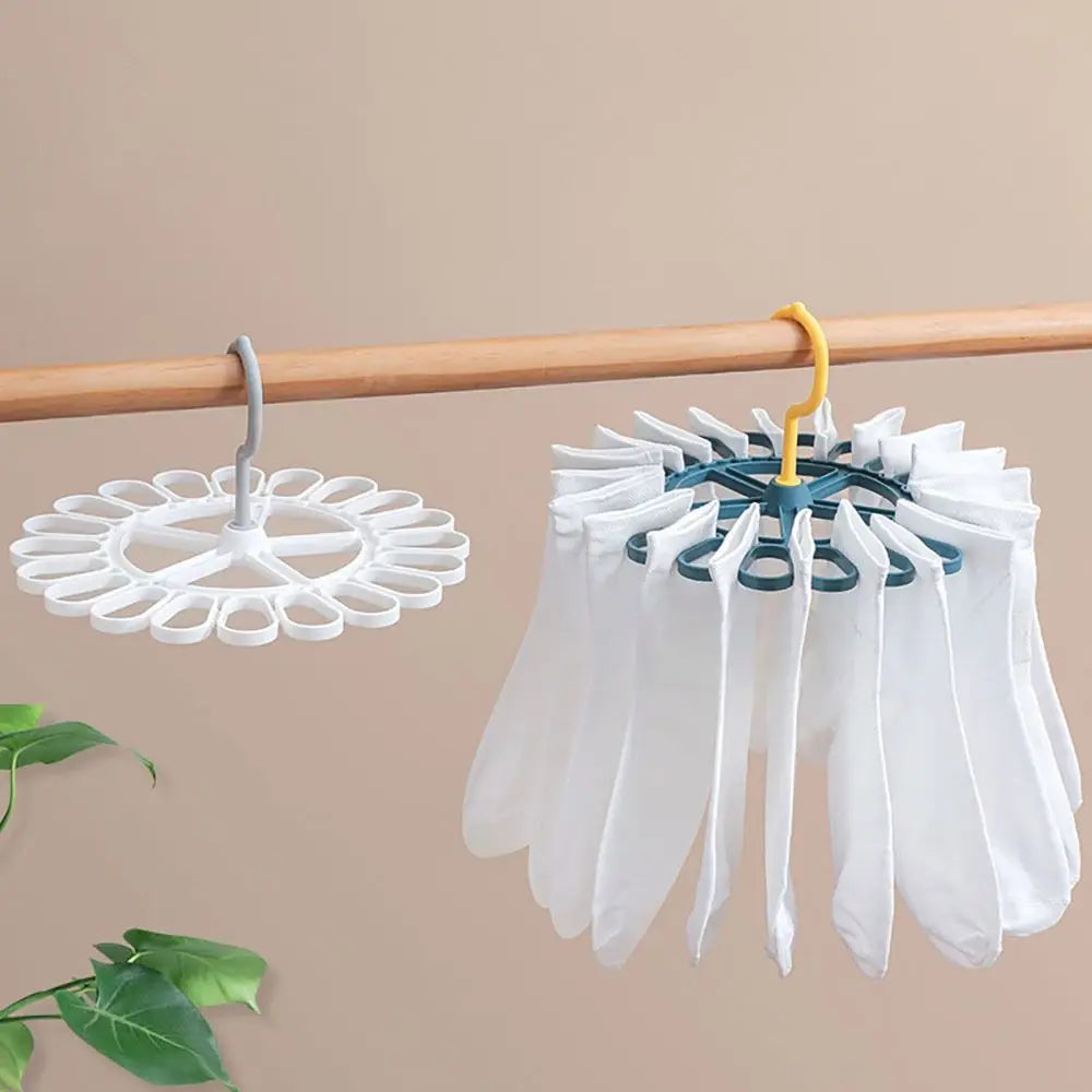 Round Drying Rack Large Capacity 20 Clips Multifunction Hanger Shelf for Bedroom Closet Socks Bra Storage Space Saving Organizer