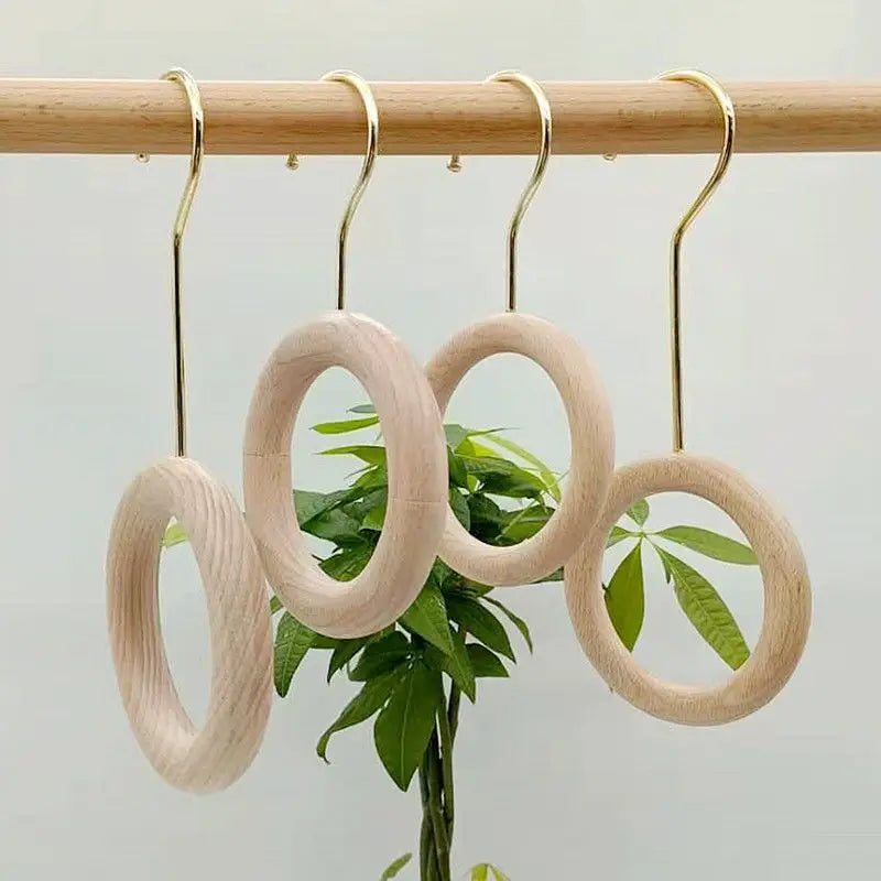 Creative Solid Wood Clothing Store Ring Hooks Scarf Clip Rack Decoration Sample Hanging Display Hat Dress Hanger Room Organizer