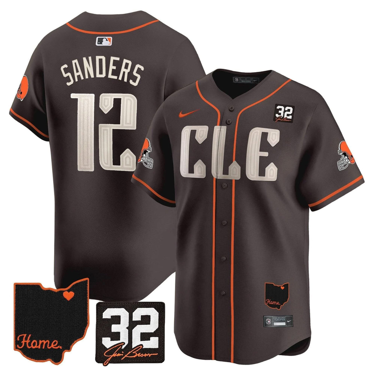 CLE #32 Jim Brown Memorial & Home Patch Vapor Premier Limited Jersey - Stitched