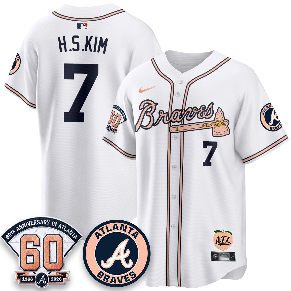ATL 60th Anniversary Peach Edition Vapor Premier Limited Jersey - Stitched