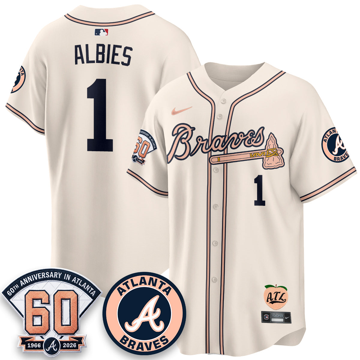 ATL 60th Anniversary Peach Edition Vapor Premier Limited Jersey - Stitched