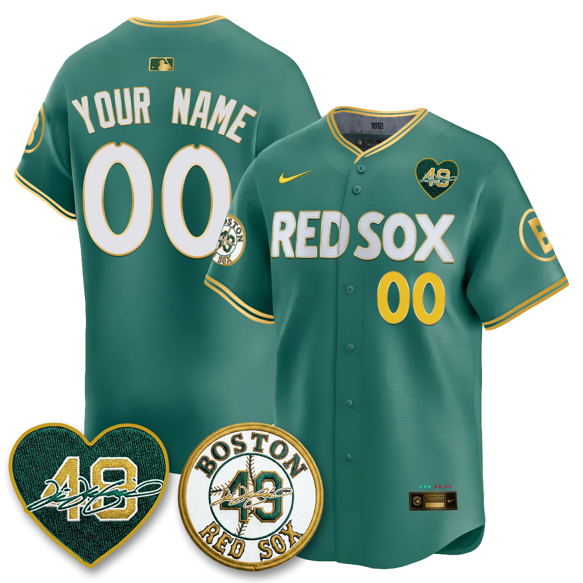 BOS Tim Wakefield Memorial Patch Vaper Premier Limited Gold Edition Custom Jersey - Stitched