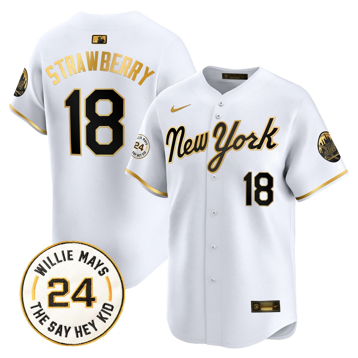 NYM Willie Mays Patch Vapor Premier Limited Jersey - Stitched