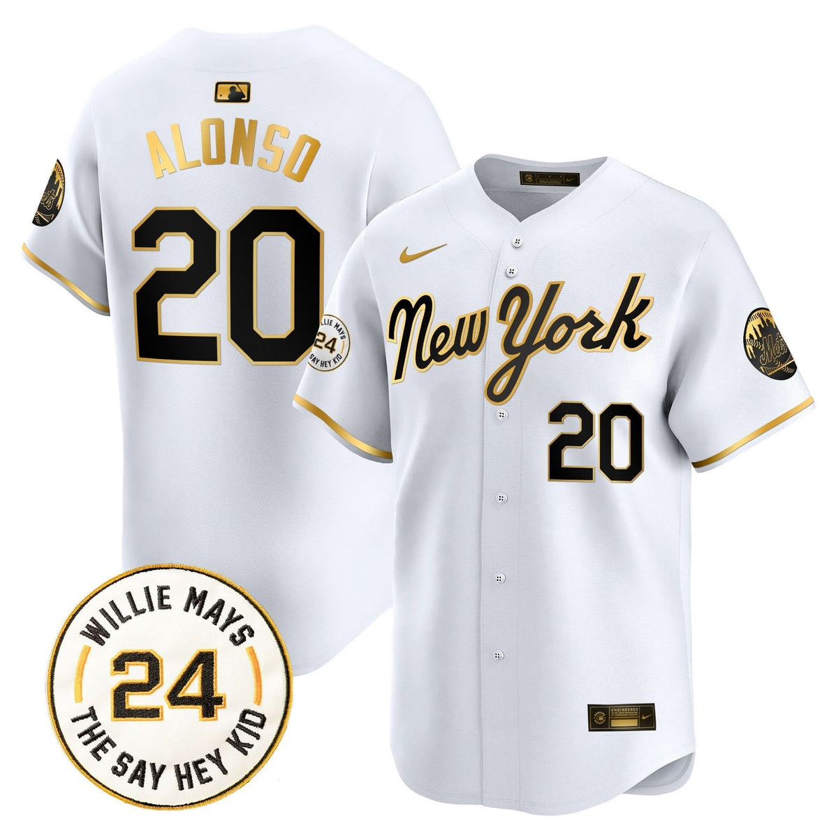 NYM Willie Mays Patch Vapor Premier Limited Jersey - Stitched