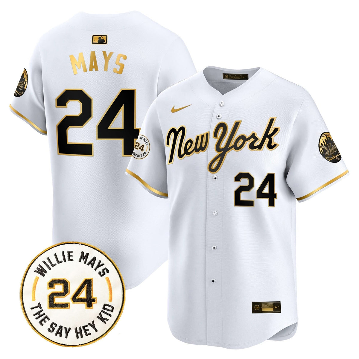 NYM Willie Mays Patch Vapor Premier Limited Jersey - Stitched