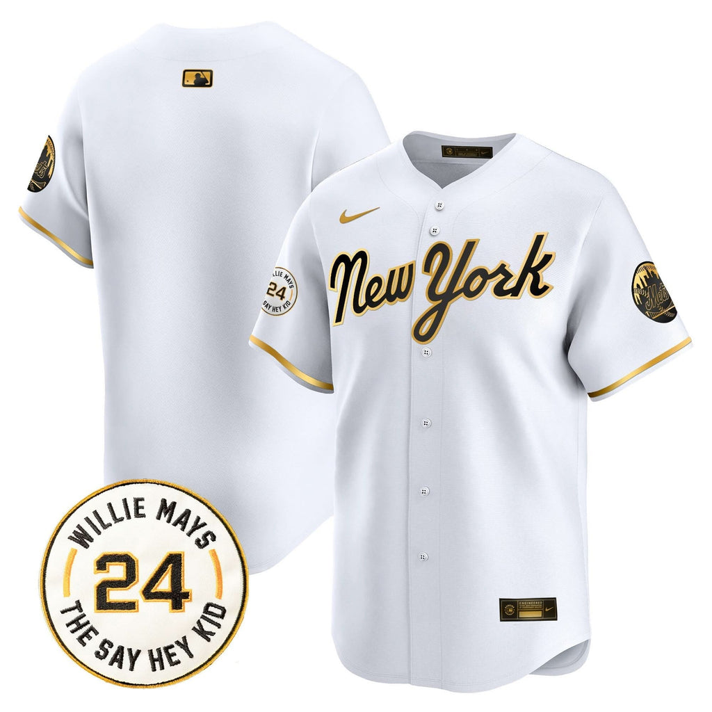 NYM Willie Mays Patch Vapor Premier Limited Jersey - Stitched