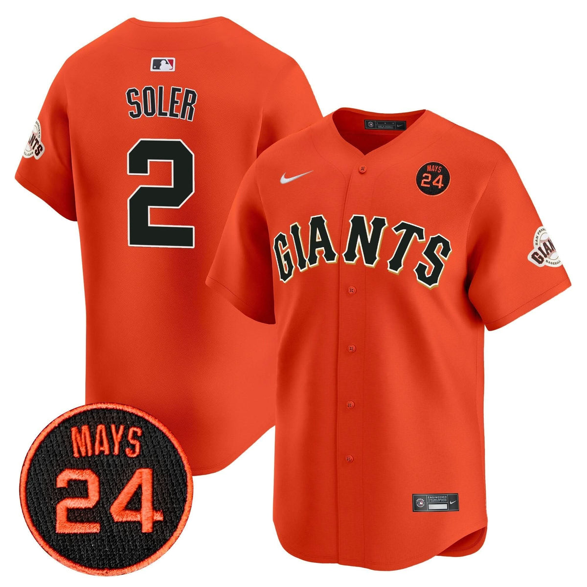 SFG 2024 Willie Mays Patch Vapor Premier Limited Jersey V3 - Stitched