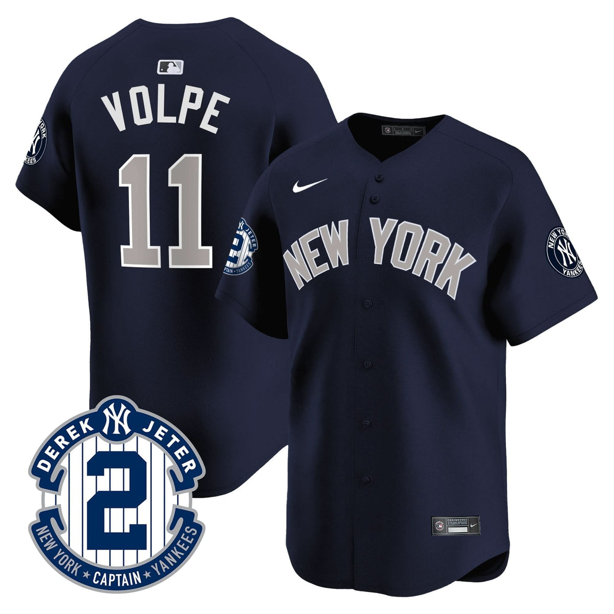 NYY Derek Jeter Patch Vapor Premier Limited Jersey - Stitched