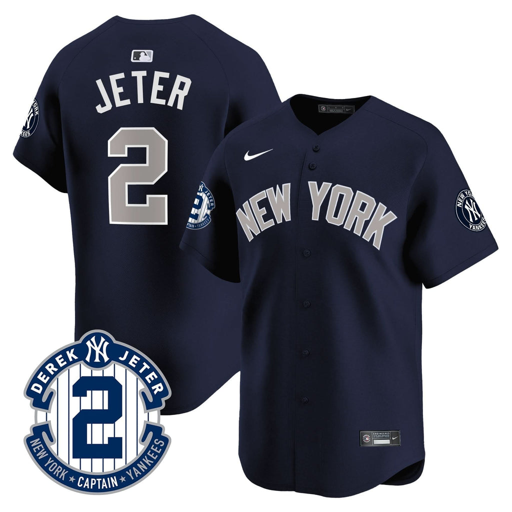 NYY Derek Jeter Patch Vapor Premier Limited Jersey - Stitched