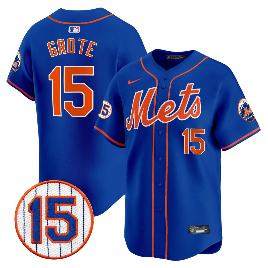 NYM Jerry Grote Patch Vapor Premier Limited Jersey - Stitched