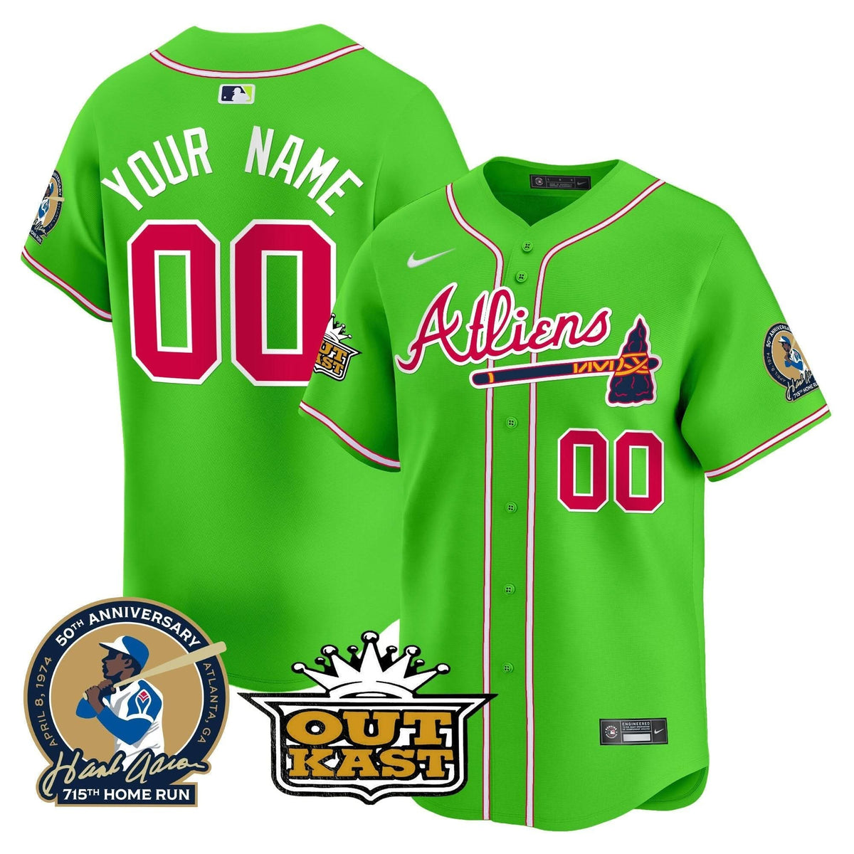 AB Atliens & Hank Aaron Patch Vapor Premier Limited Custom Jersey - Stitched